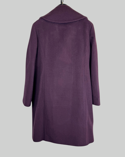 Elie Tahari Wool Plum Purple Button Down Mid-Length Coat NWT