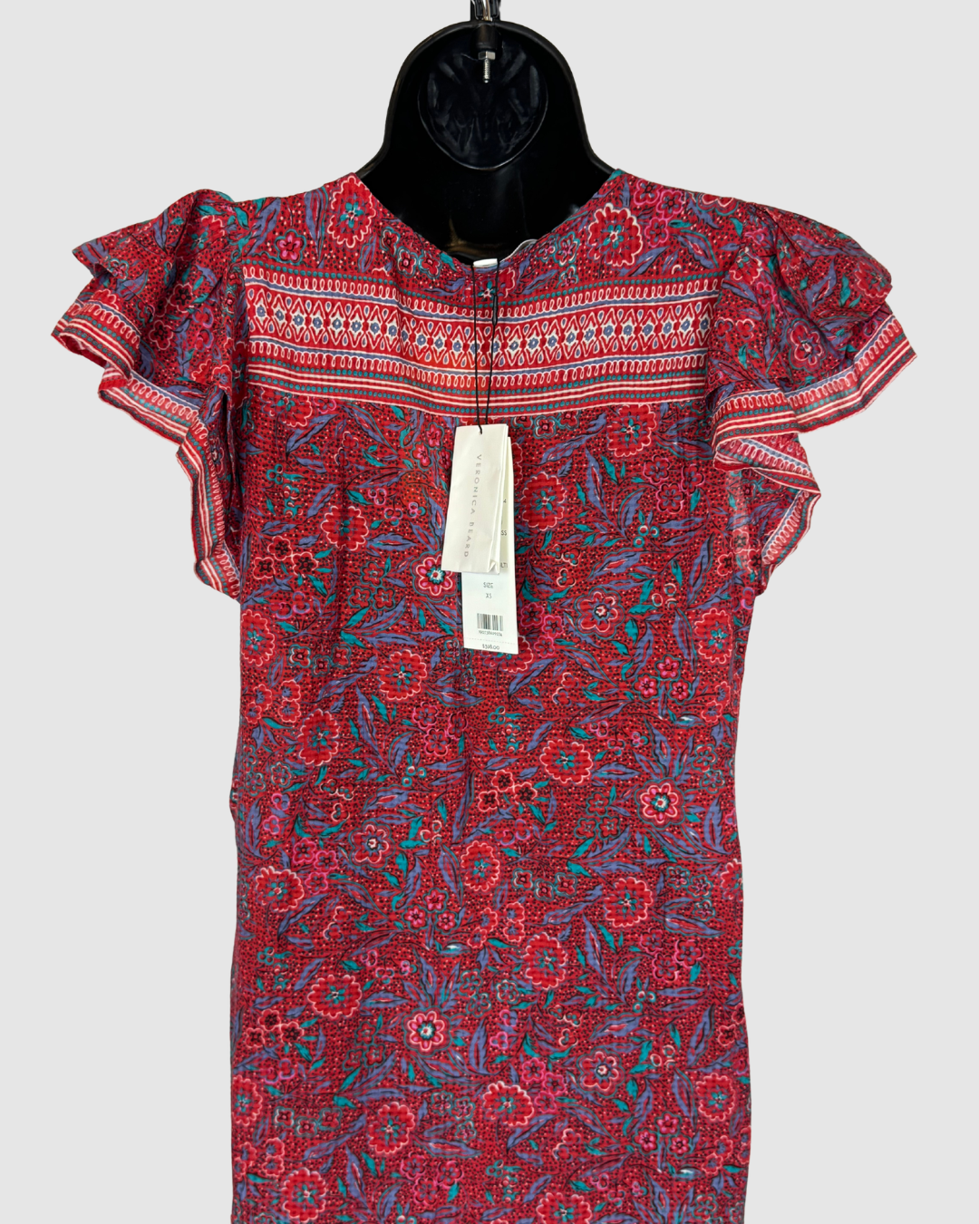 Veronica Beard Spicy Red Multi Pattern Lorraine Dress NWT