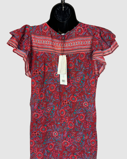 Veronica Beard Spicy Red Multi Pattern Lorraine Dress NWT