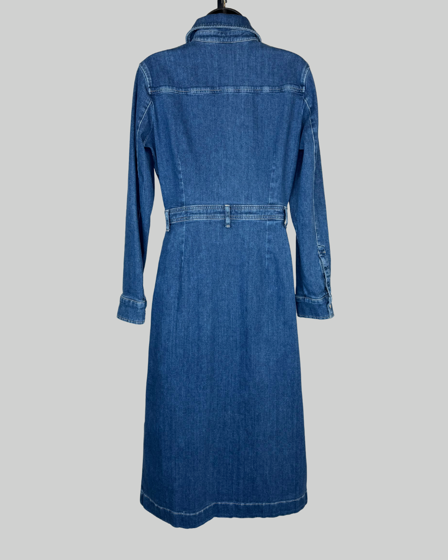 7 For All Mankind Dark Wash Denim Double Breasted Long Sleeve Button Midi Dress