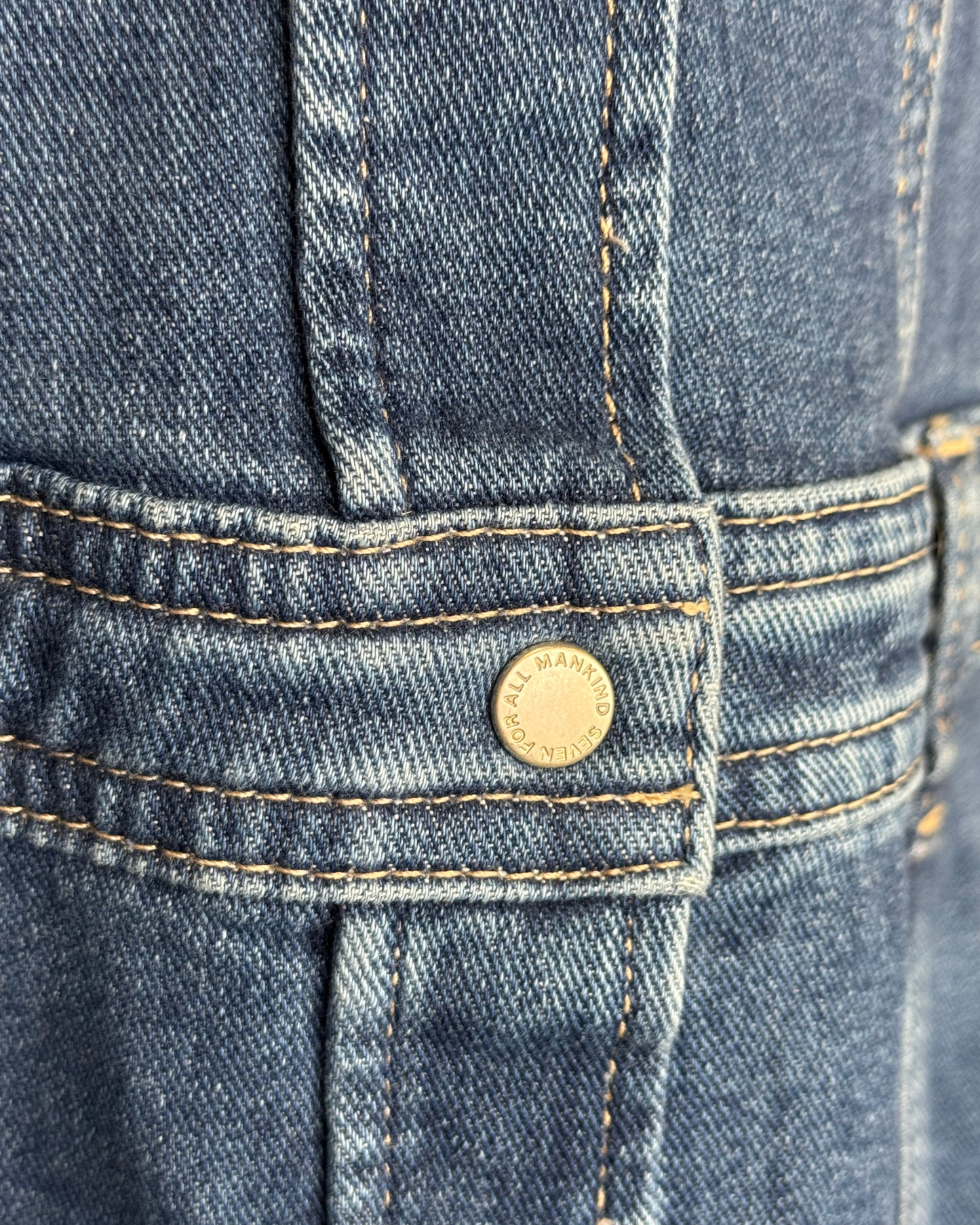 7 For All Mankind Dark Wash Denim Double Breasted Long Sleeve Button Midi Dress