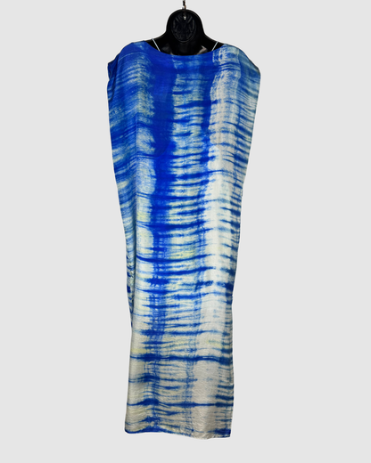 IRO Silk Blue Tie-Dye Cap Sleeve Slip Layer Maxi Dress