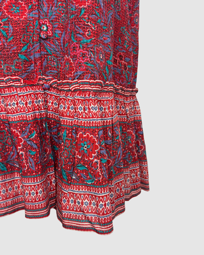 Veronica Beard Spicy Red Multi Pattern Lorraine Dress NWT