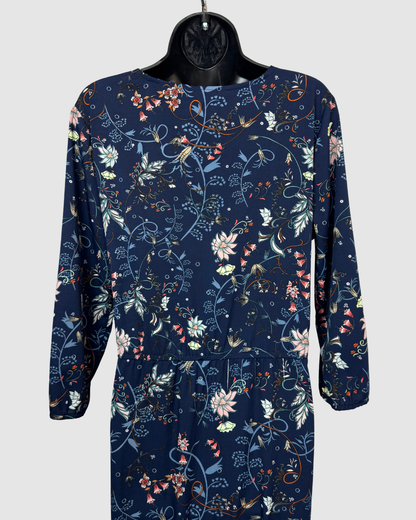 Vero Moda Blue Floral Print V-Neck 3/4 Sleeve Maxi Dress
