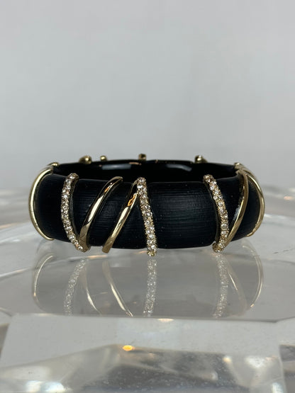 Alexis Bittar Black Matte Frosted 14K Gold Diamond Accent Cuff Bracelet