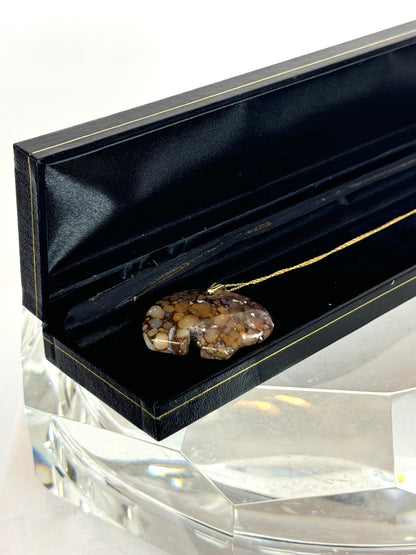 COMES W BOX -14k Boulder Opal "Bear" Pendant Necklace