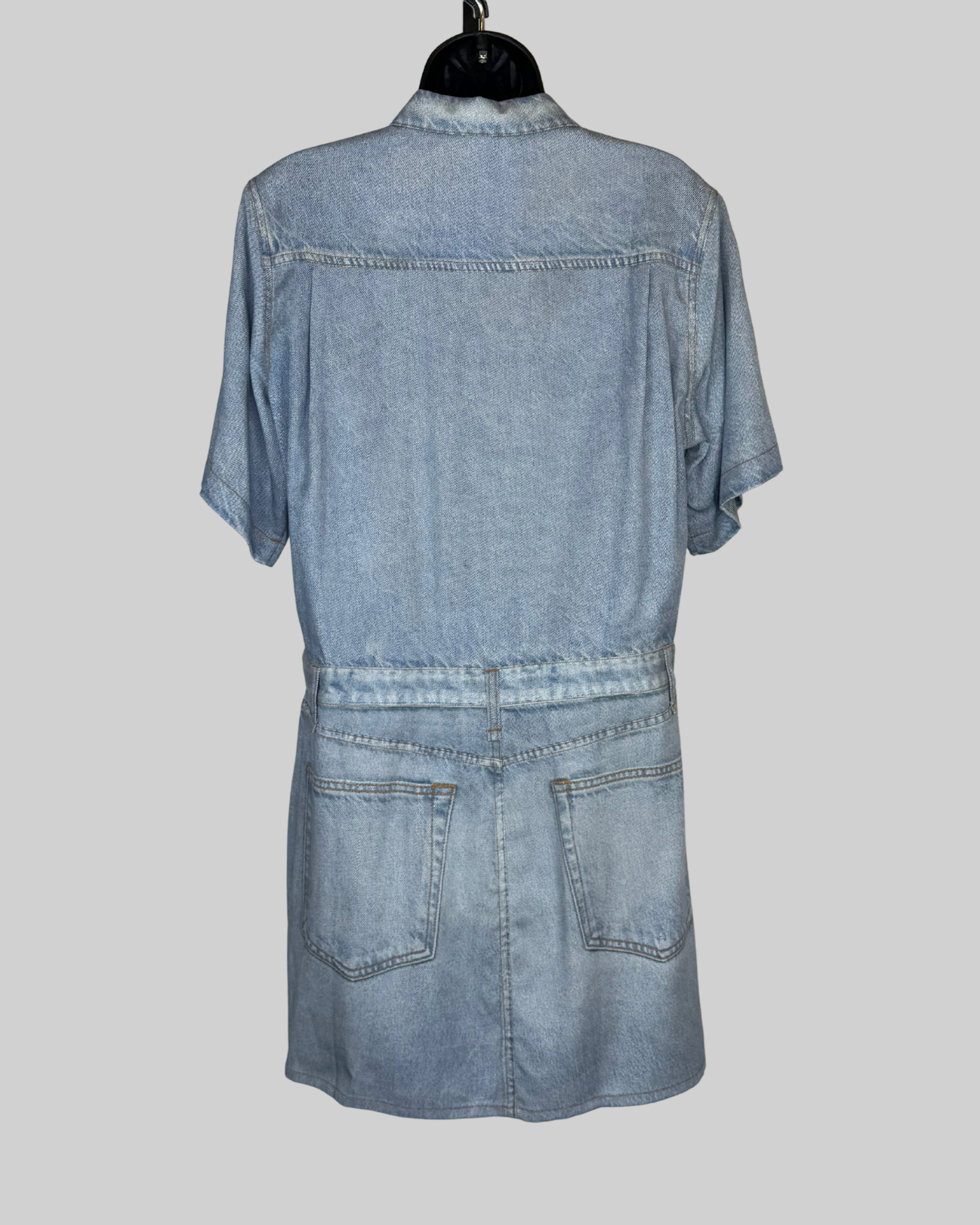 Rag & Bone Faux Denim Short Sleeve Button Down Jumper Dress