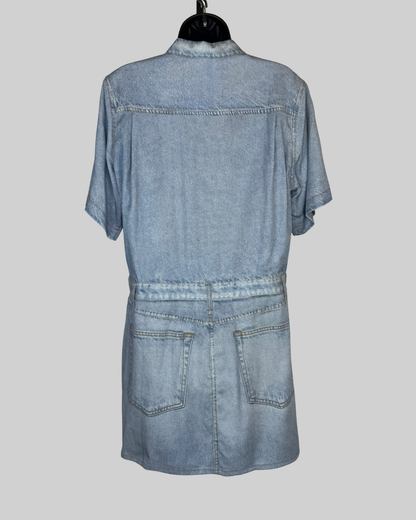 Rag & Bone Faux Denim Short Sleeve Button Down Jumper Dress