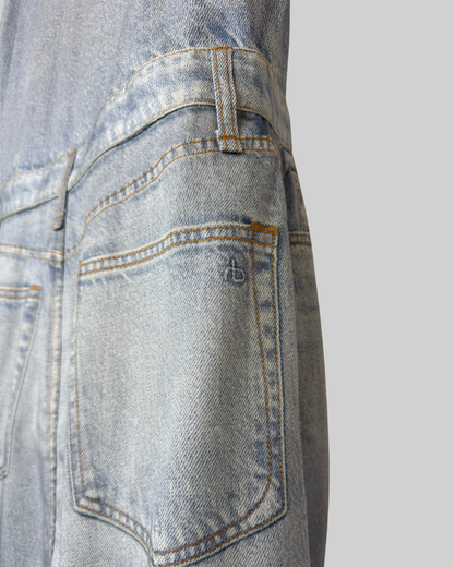 Rag & Bone Faux Denim Short Sleeve Button Down Jumper Dress