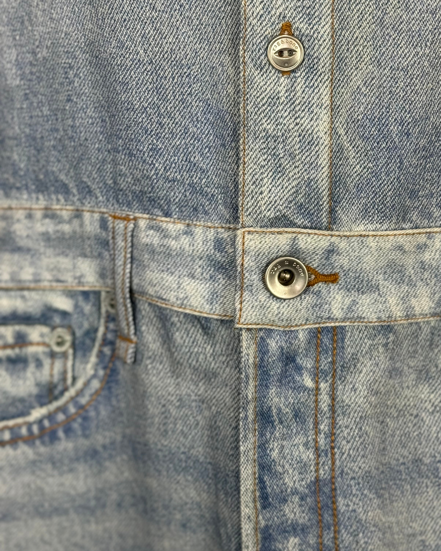 Rag & Bone Faux Denim Short Sleeve Button Down Jumper Dress