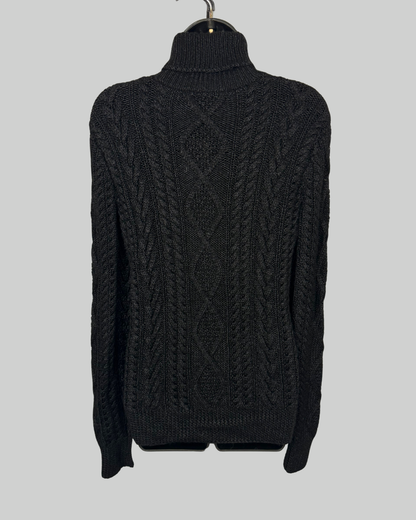 Ralph Lauren Knit Black Braided Turtleneck Long Sleeve Sweater