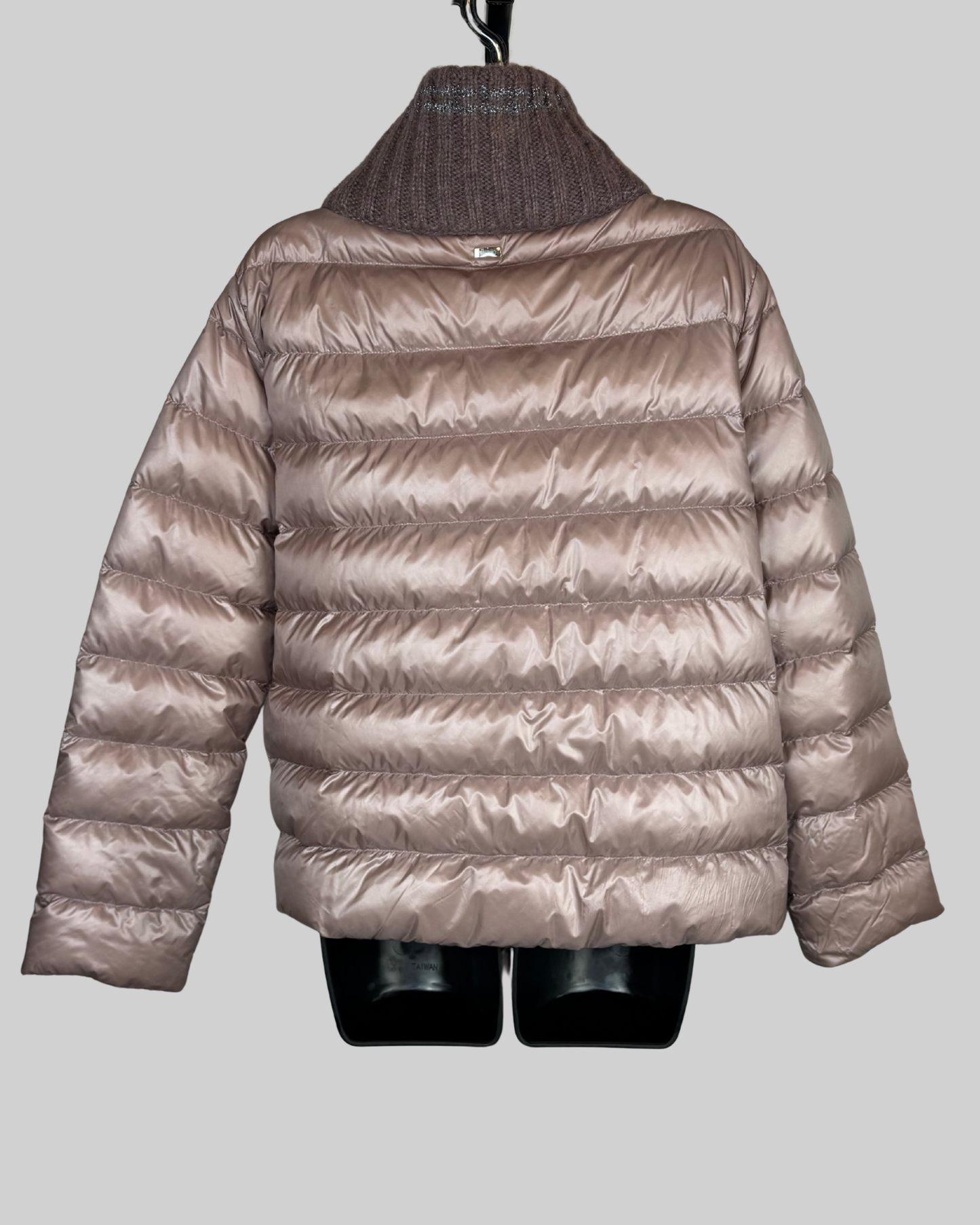 Herno Light Purple Knit & Puffer Mock Neck Zip Up Jacket