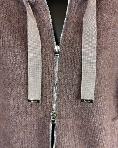 Herno Light Purple Knit & Puffer Mock Neck Zip Up Jacket