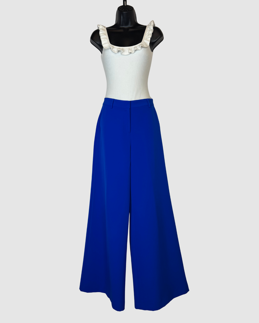 L'agence Blue High-Waist Flared Palazzo Leg Pants