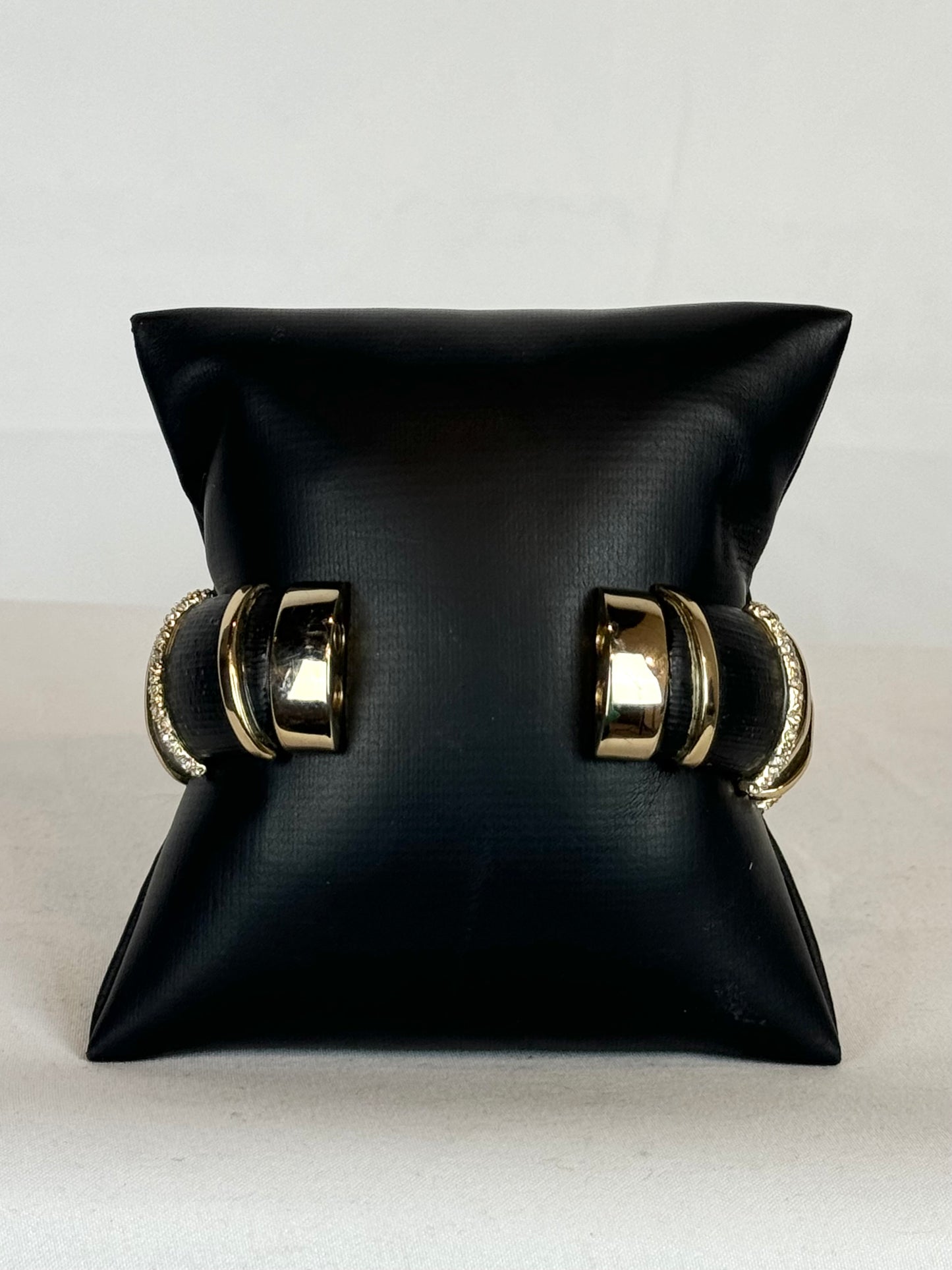 Alexis Bittar Black Matte Frosted 14K Gold Diamond Accent Cuff Bracelet