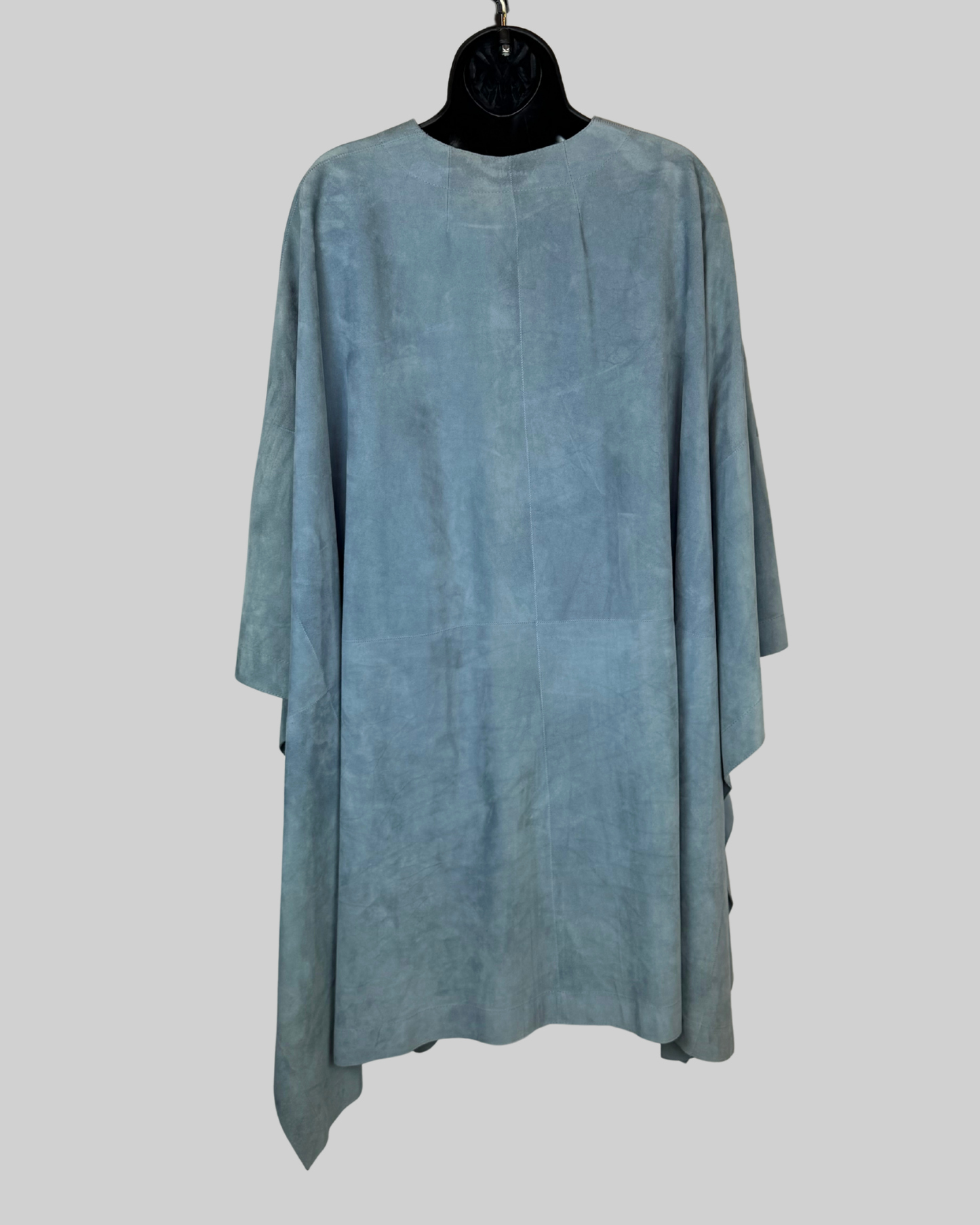 The Row Calfskin Suede Sky Blue Zip-Neck Poncho/Cape