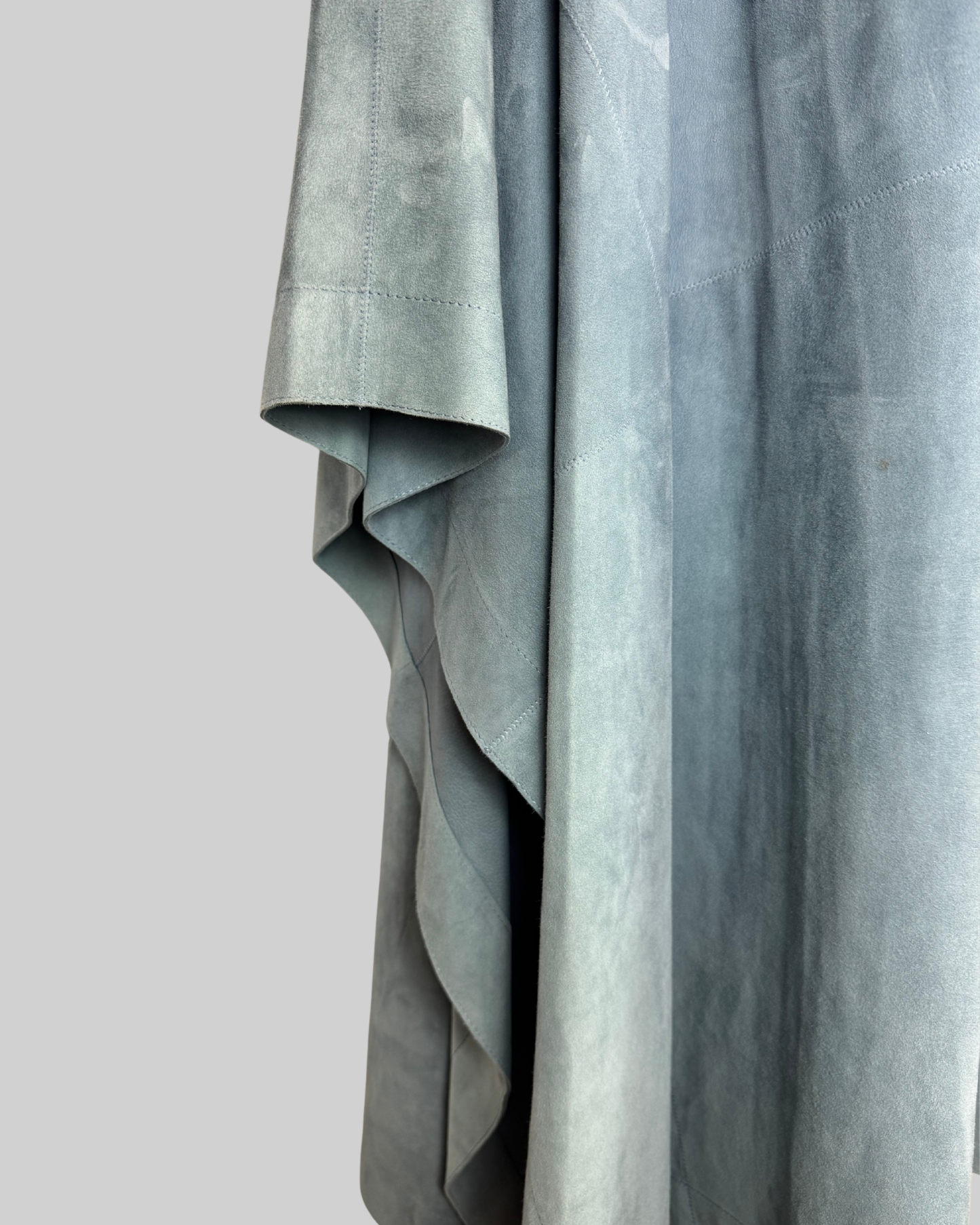 The Row Calfskin Suede Sky Blue Zip-Neck Poncho/Cape