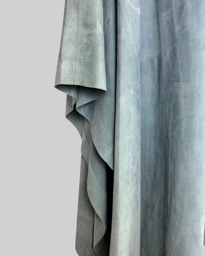 The Row Calfskin Suede Sky Blue Zip-Neck Poncho/Cape
