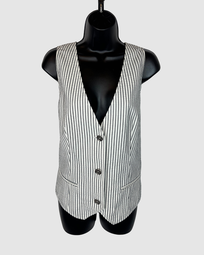 Lafayette 148 White & Blue Pinstripe Vest