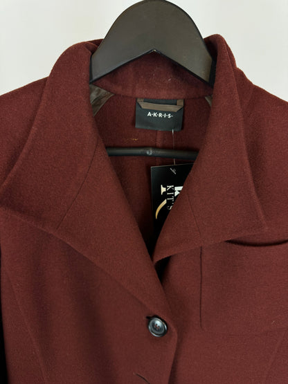 Akris Wool Burgundy Single Breasted Button Up Jacket