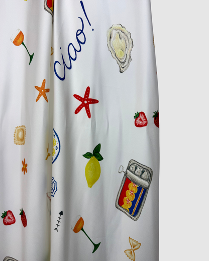 For Love & Lemons White Strapless Maxi Dress w/ Beach Themed Print NWT