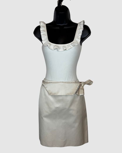 Celine Silk Button Tie-Front Knee-Length Skirt