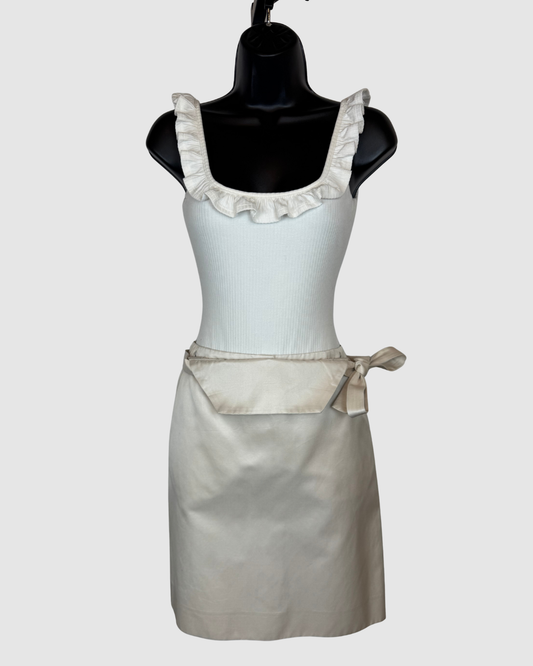 Celine Silk Button Tie-Front Knee-Length Skirt