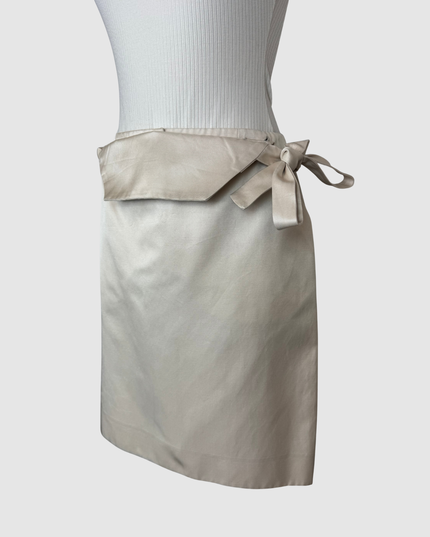 Celine Silk Button Tie-Front Knee-Length Skirt