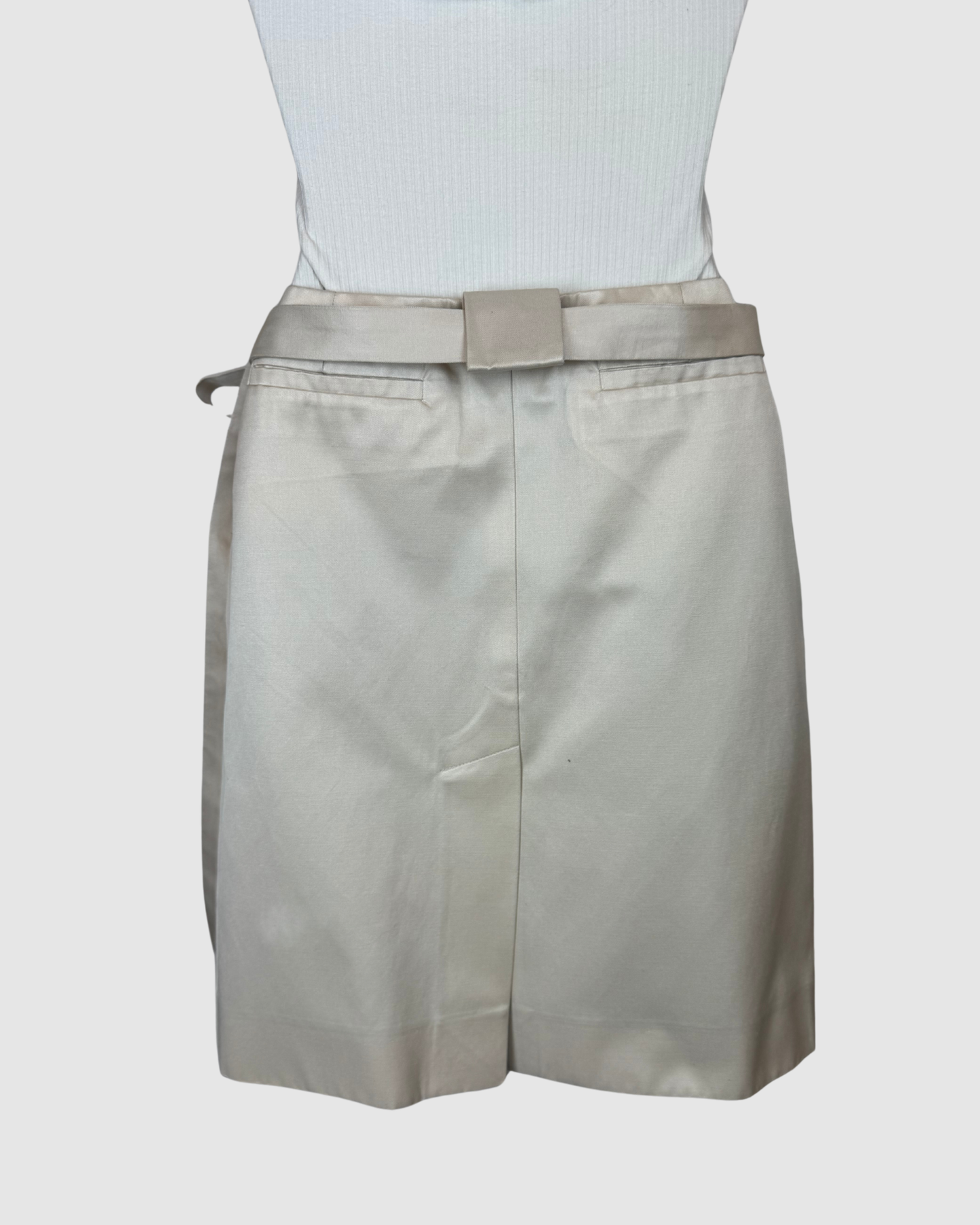 Celine Silk Button Tie-Front Knee-Length Skirt