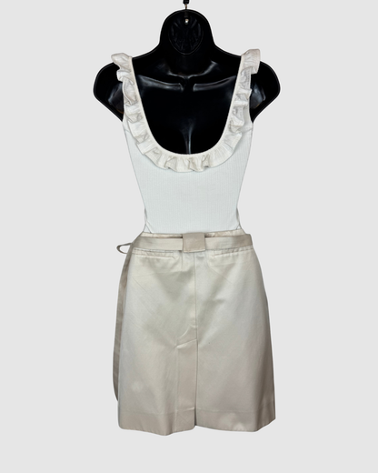 Celine Silk Button Tie-Front Knee-Length Skirt