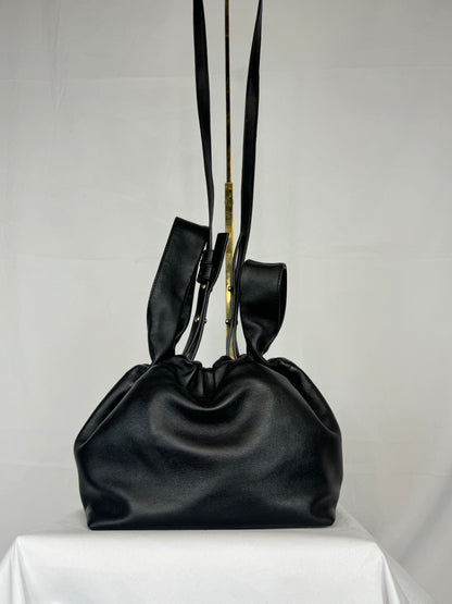 Bally Black Leather Quilted Drawstring Crossbody Bag