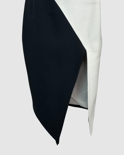 Elizabeth & James Black & White Color Block High Neck Sleeveless Asymmetrical Dress