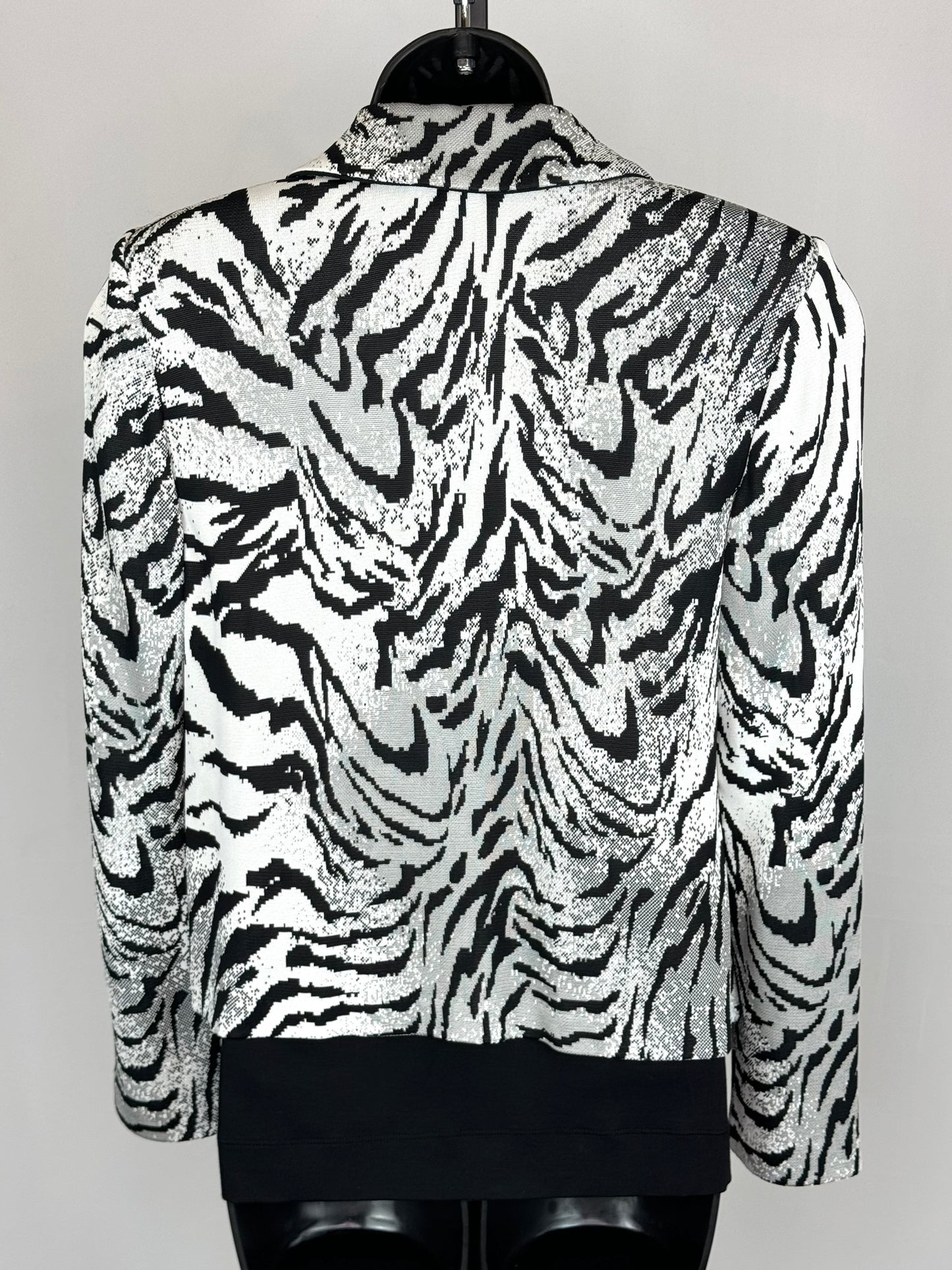 St. John Black White Zebra Print Collared Zip Up Jacket