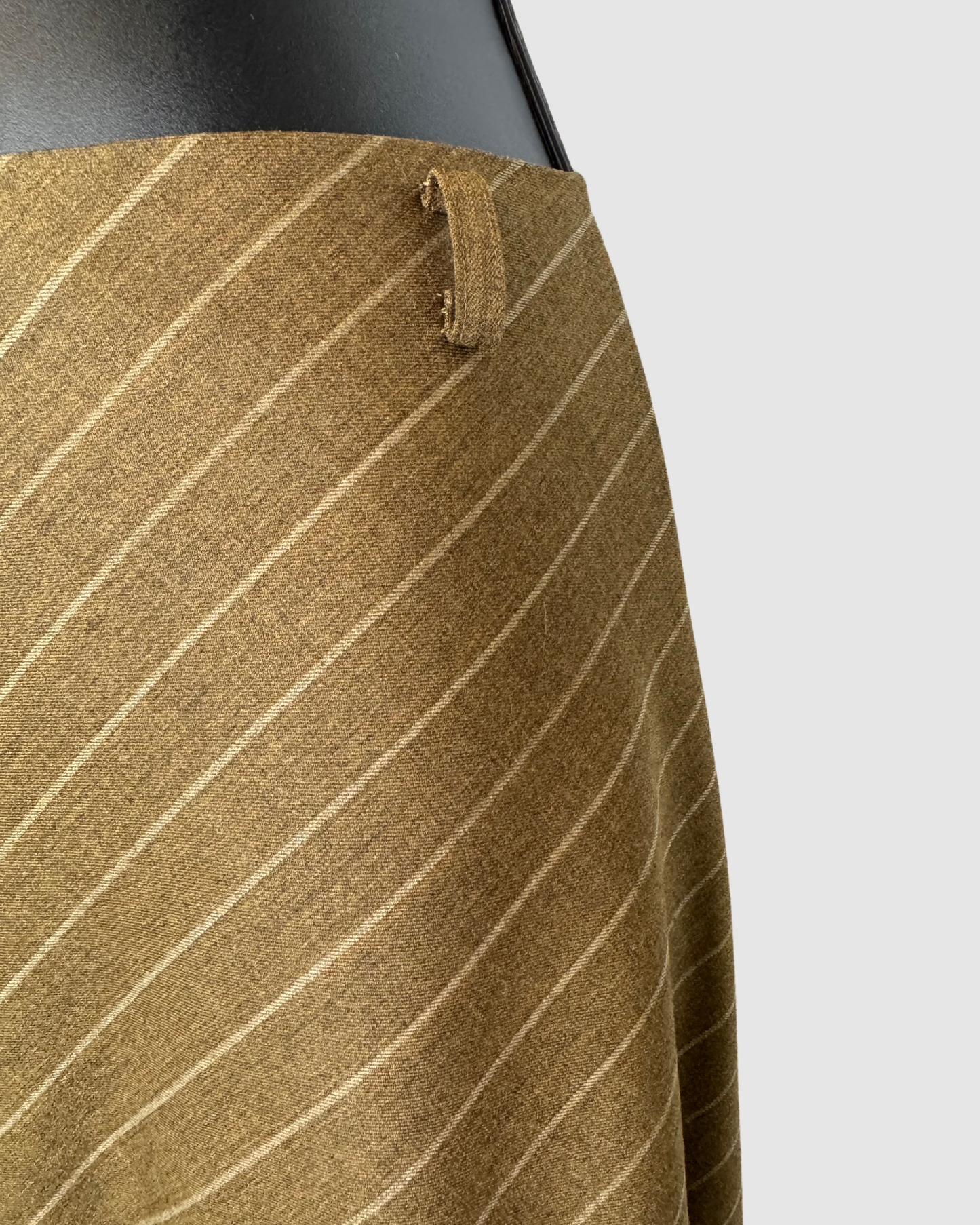 Lafayette 148 Wool Brown Wide Pinstripe Midi Skirt w Slip