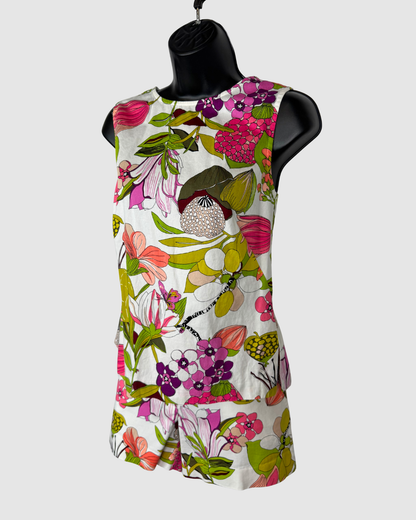 Trina Turk White w Multicolor Print Shorts (Part of Set)