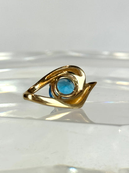 John Atencio Gold Toned Blue Topaz Pendant