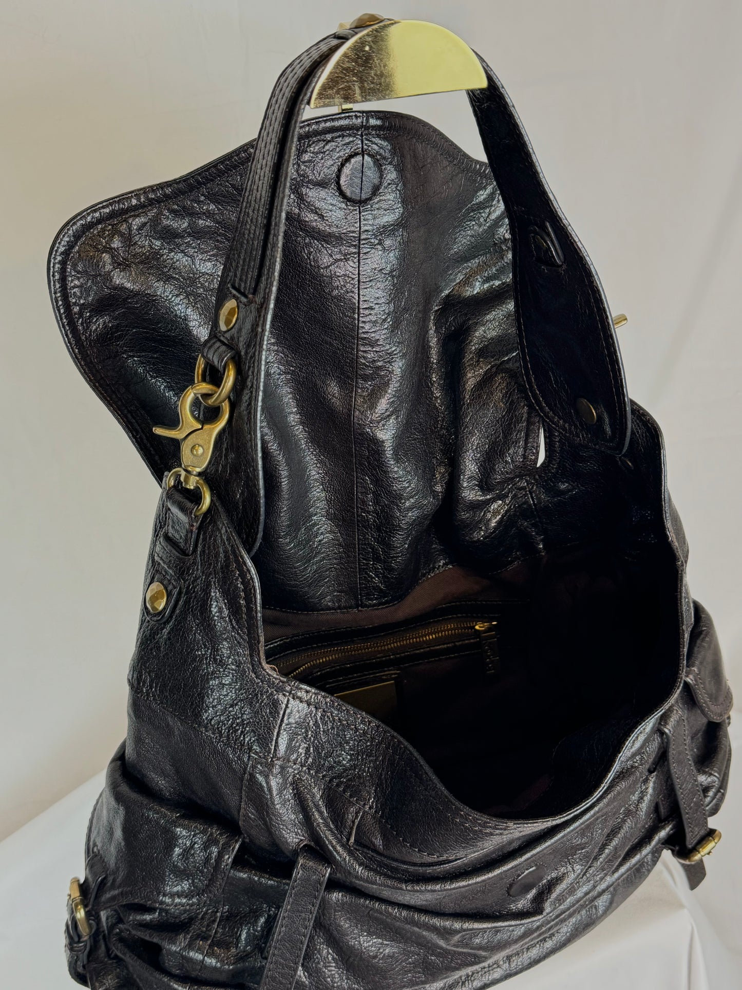 Kooba Dark Brown Shoulder Flap Bag w/ Bronze Hardware