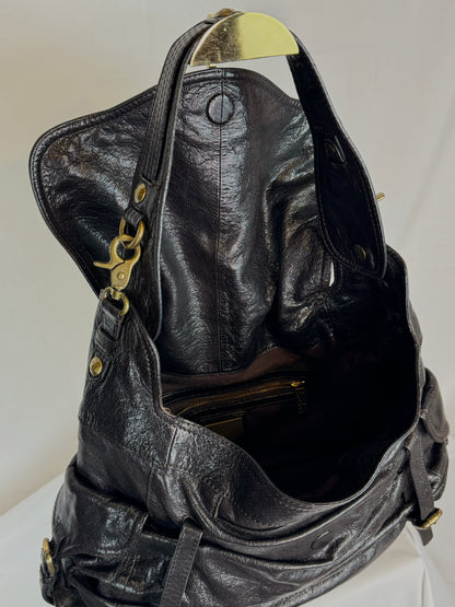 Kooba Dark Brown Shoulder Flap Bag w/ Bronze Hardware