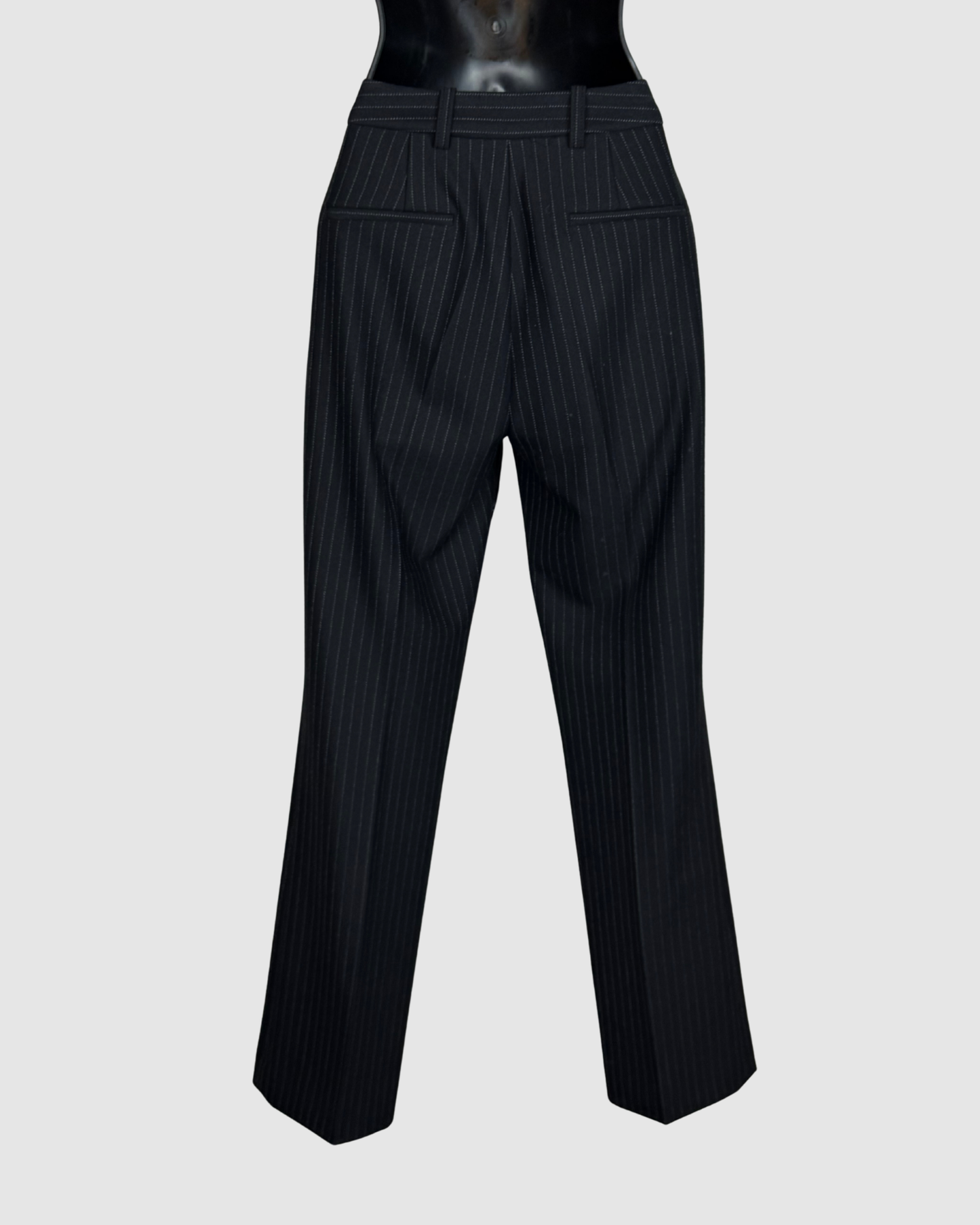 Rebecca Taylor Black w Grey Pinstripe Straight Leg Trouser (Part of Set)