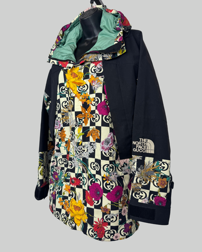 North Face Gucci Black w Monogram Floral Zip Up Jacket w Hood