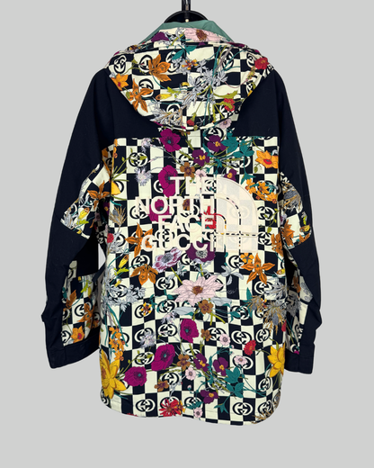 North Face Gucci Black w Monogram Floral Zip Up Jacket w Hood