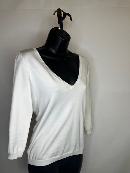 Ralph Lauren White V-Neck 3/4 Sleeve Top