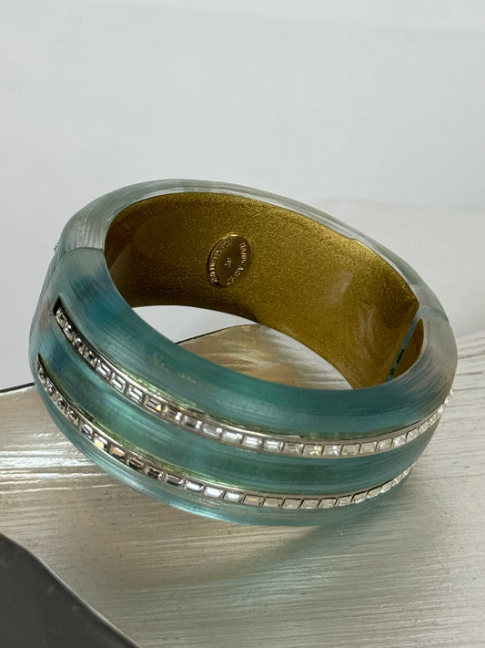 Alexis Bittar Aqua "Frosted" Crystal Accent Magnetic Bangle Bracelet