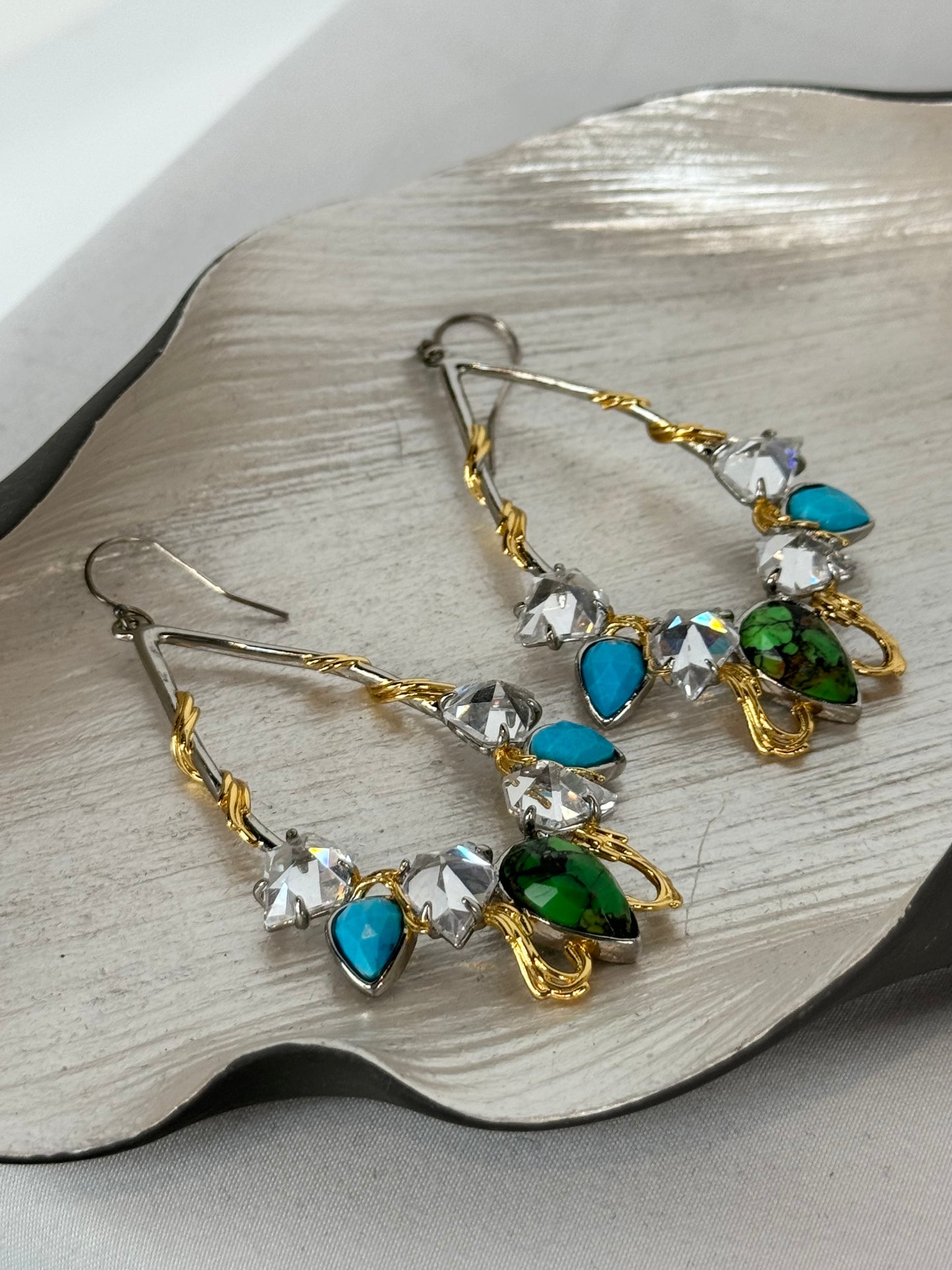 Alexis Bittar Turquoise Ornate Crystal Gem Drop Earrings