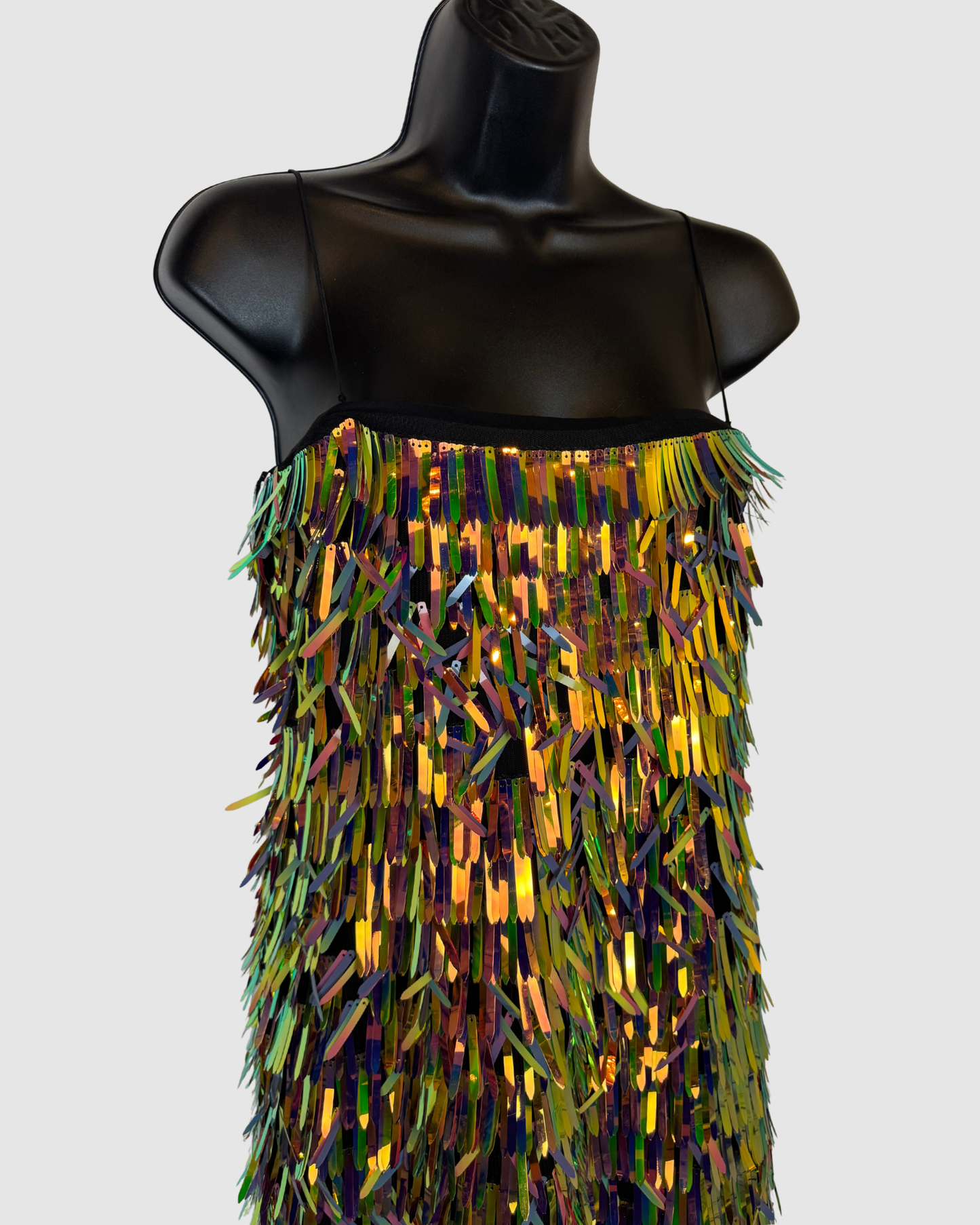 Milly Multicolor 3D Iridescent Tiered Strapless Knee-Length Dress