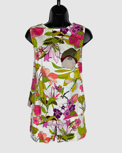 Trina Turk White w Multicolor Print Sleeveless Top (Part of Set)