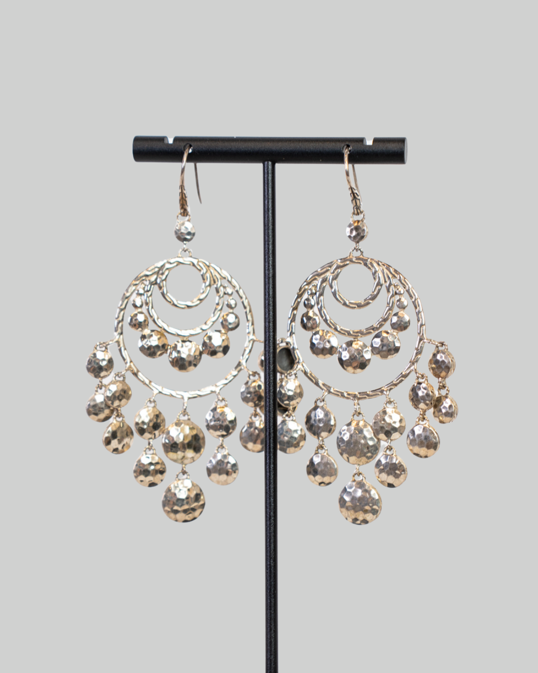 John Hardy Sterling Silver Palu Silver Disc Chandelier Earrings