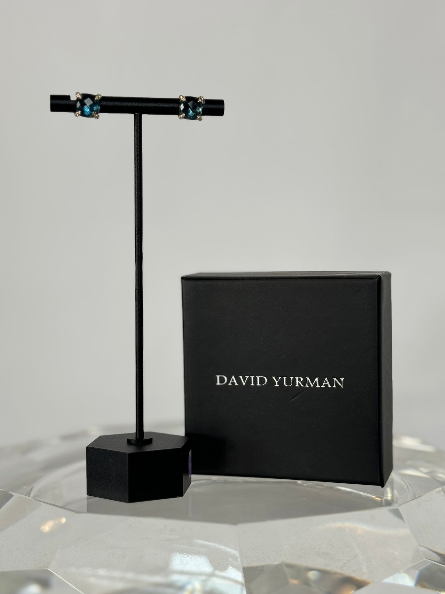 COMES with BOX - David Yuman 18K Yellow Gold Hampton Blue Topaz Stud Earrings