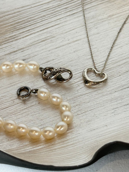 Tiffany & Co Elsa Peretti Sterling Silver Open Heart Pendant Necklace