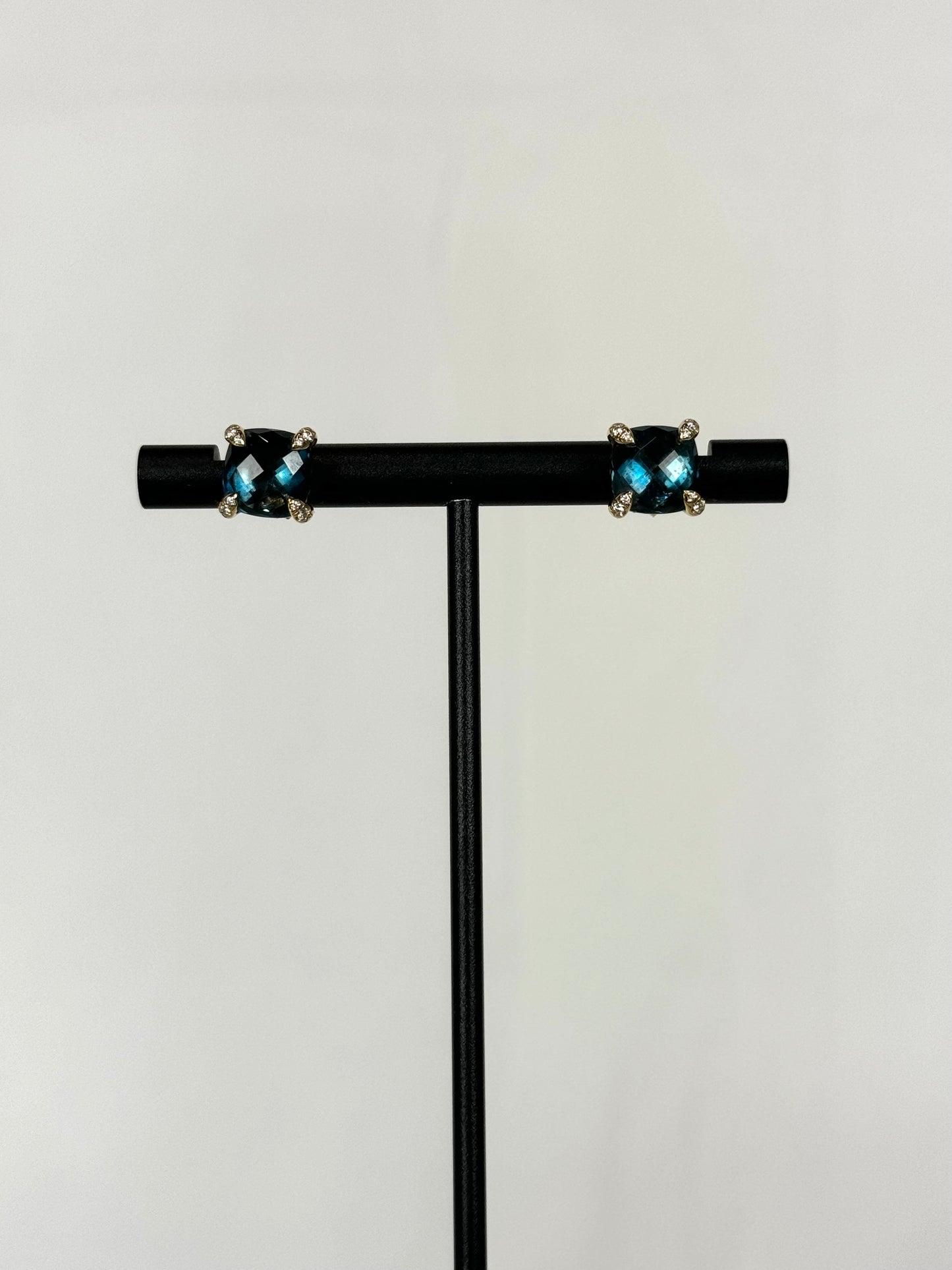 COMES with BOX - David Yuman 18K Yellow Gold Hampton Blue Topaz Stud Earrings